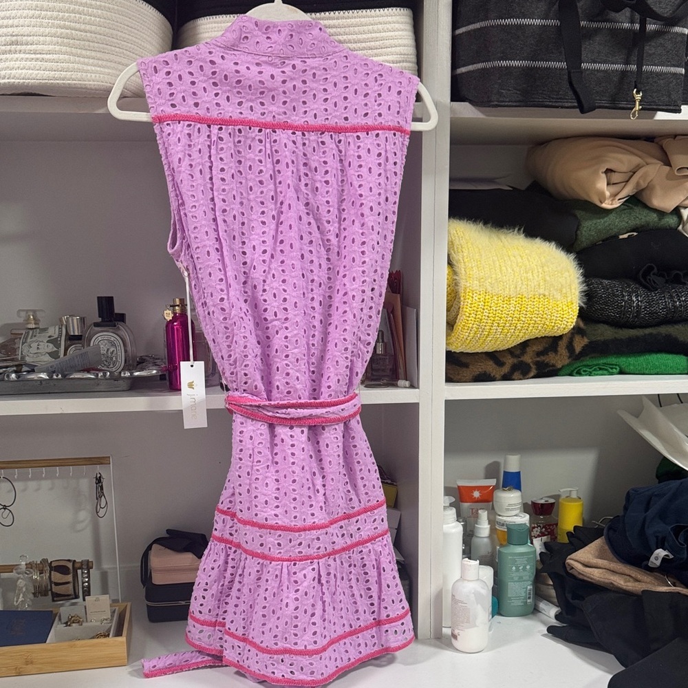 Lavender Eyelet Sleeveless Mini Dress - Picture 3 of 4